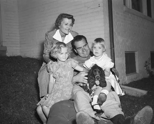 Senator Richard Nixon of California takes time out from the rigors of campaigning to relax with his family at their home in Washington, Sept. 28. It was the GOP Vice Presidential candidate