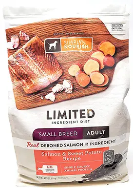 Menjar sec per a gossos de salmó i moniato per a adults de raça petita Simply Nourish