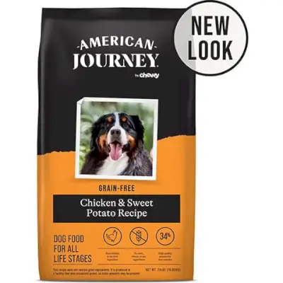 AMERICAN JOURNEY Hühnchen- und Süßkartoffel-Rezept, getreidefreies Trockenfutter für Hunde, 24-Pfund-Beutel
