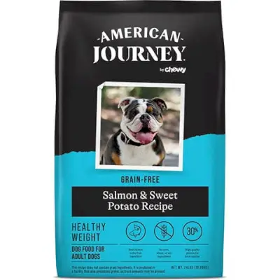 AMERICAN JOURNEY Healthy Weight Lachs- und Süßkartoffelrezept, getreidefreies Trockenfutter für Hunde, 24-Pfund-Beutel