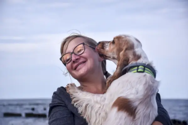 Un chien essaie de mordre une femme