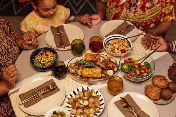 Delicious traditional food prepared for family Kwanzaa dinner.