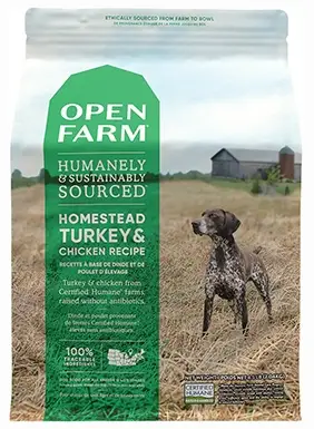 Przepis na suchą karmę dla psów Homestead z indykiem i kurczakiem