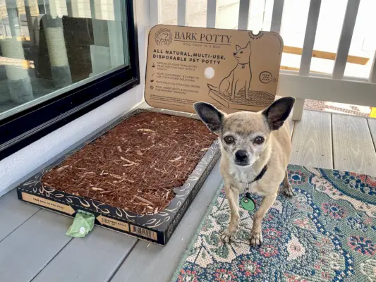 DoggieLawn Bark Potty - papiro junto al producto