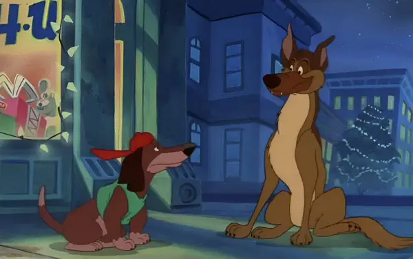 Charlie and Itchy from the movie An All Dogs Christmas Carol