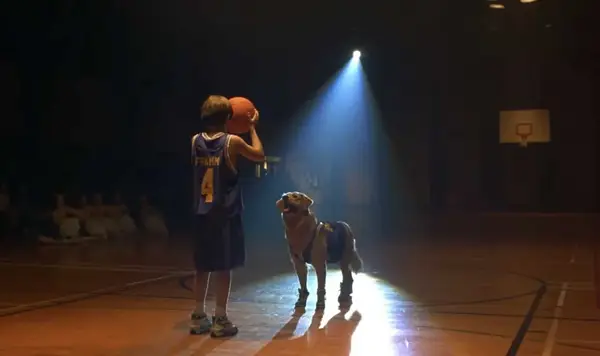 Little boy and dog from Air Bud