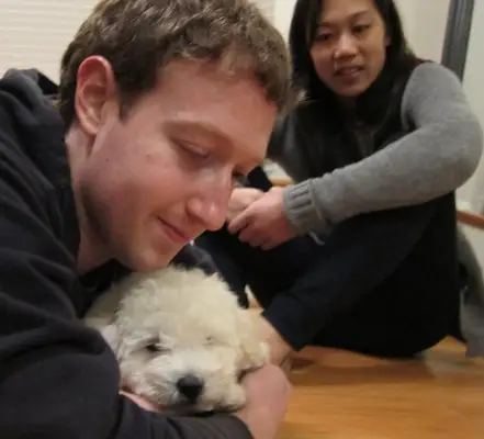 Facebook -창립자 Mark Zuckerberg가 강아지에서 우승합니다