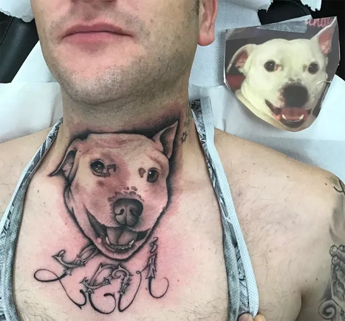 Hondeigenaar huisdier tattoo' title=